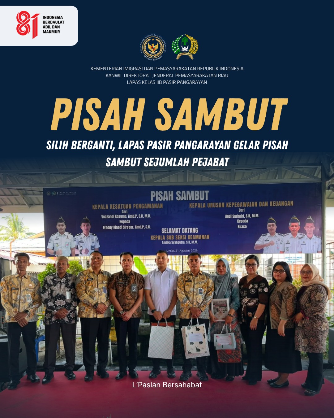 Lapas Pasir Pangarayan Gelar Pisah Sambut, Sejumlah Pejabat Berganti