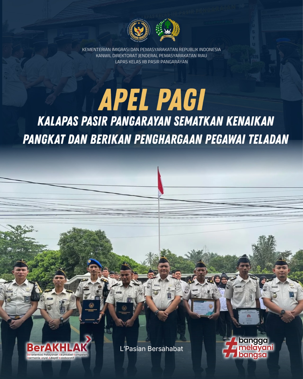 Dorong Budaya Kerja Positif, Kalapas Pasir Pangarayan Beri Penghargaan pada Apel Pagi