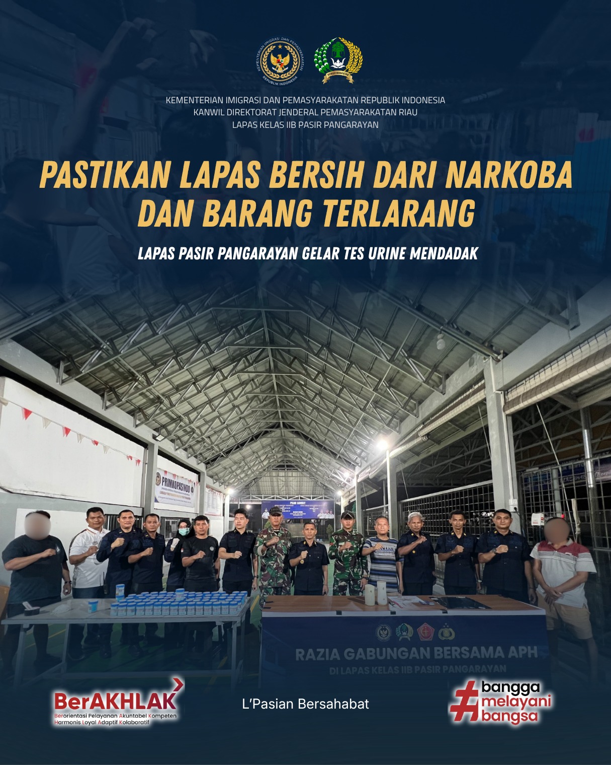 Sinergi Lapas dan TNI, Lapas Pasir Pangarayan Tingkatkan Keamanan Lewat Tes Urine Mendadak